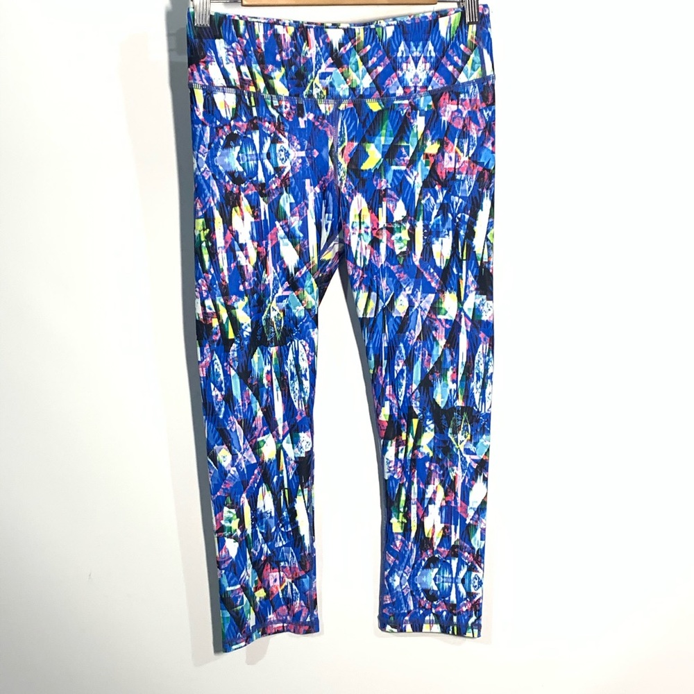 Fabletics Multicolor Geometric Print Leggings - Blue, Pink, Yellow